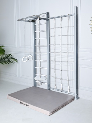 Детский спортивный комплекс Perfetto sport Scala in legno con rete grigio PS-124