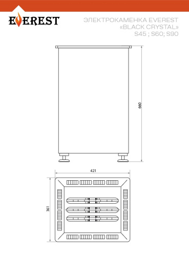 Электрокаменка EVEREST BLACK CRYSTAL S150