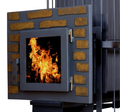 Печь банная КомфортПром Чугун закрытая 20 дверь стекло декор