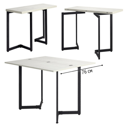 Стол-консоль Арлен 2 дуб белый металл черный 