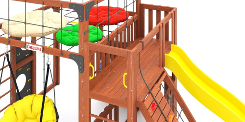 Детская площадка для дачи Савушка КУБ-3 Махагон с подушками