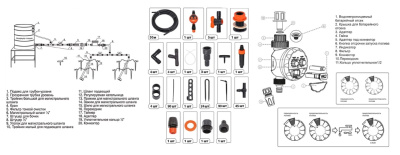 Система капельного полива Жук От емкости на 90 растений с таймером и капельницами (8005-00)