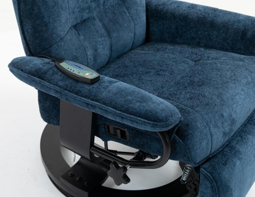Кресло вибромассажное с пуфом CALVIANO 22 синий плюш 