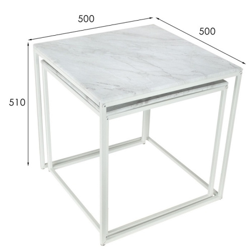 Стол журнальный МеталлАрт М002 белый мрамор 
