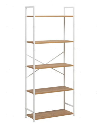 Стеллаж Leset Стилвуд 25 широкий 5 полок белый дуб крафт золотой 