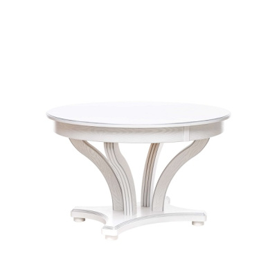 Стол раздвижной Leset Ромео 1Р Белый 9003 с серебряной патиной 