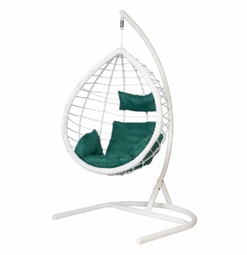 Подвесное кресло Скай 04 белый подушка зеленый 