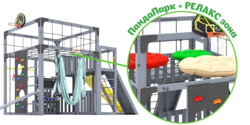 Детская площадка для дачи Савушка КУБ-3 Серый с гамаком для йоги