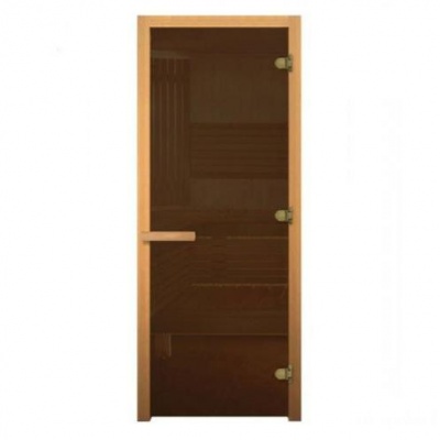 Дверь для бани стеклянная 1800х700 (бронза, 3 петли, 8мм).