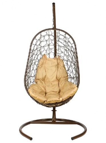 Подвесное кресло Овальное коричневый подушка бежевый 