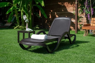Шезлонг Ellastik Plast Capri Плетеный 195x73x41 шоколадный