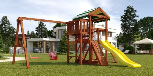 Детский спортивный комплекс для дачи Савушка Мастер 2 Махагон
