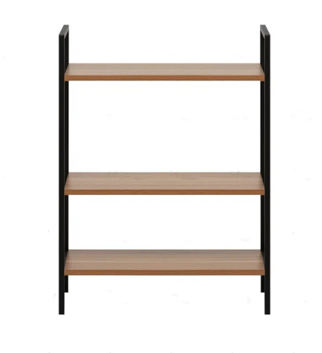Стеллаж Leset Стилвуд 23 широкий 3 полки черный орех лион светлый 