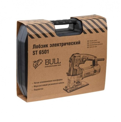 Лобзик электрический BULL ST 6501 600 Вт, 500-3000 ход/мин, до 110 мм (600 Вт, пропил до 110 мм, подсветка, литая алюминиевая подошва) (0323066)