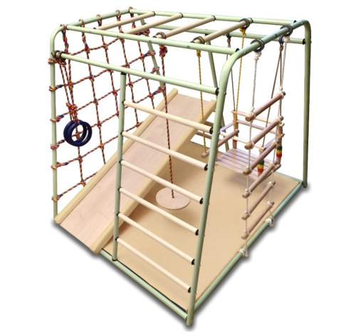 Детский игровой комплекс Вертикаль Веселый Малыш MAXI фисташковый горка мягкий бортик