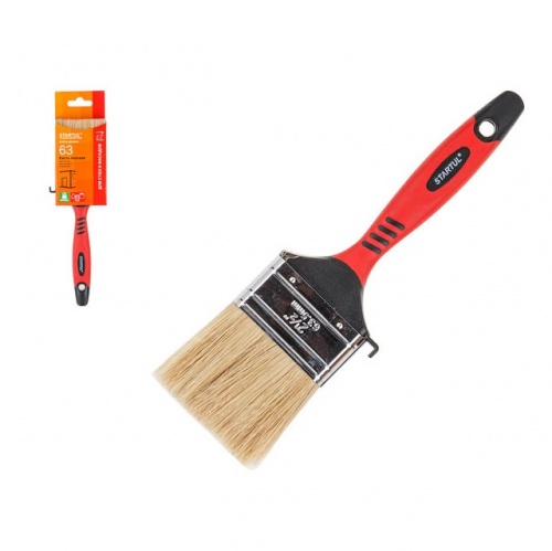 Кисть плоская 2,5"-63мм натур. щетина (стены, фасады) STARTUL PROFI (покраска стен и фасадов, флейцевая малярная, все типы ЛКМ) (ST0114-63)
