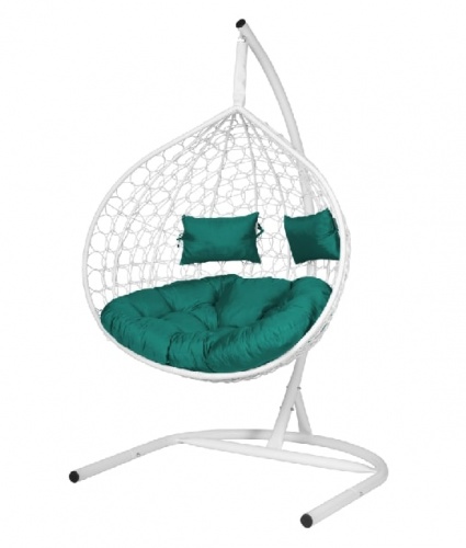 Подвесное кресло Скай 03 белый подушка зеленый 