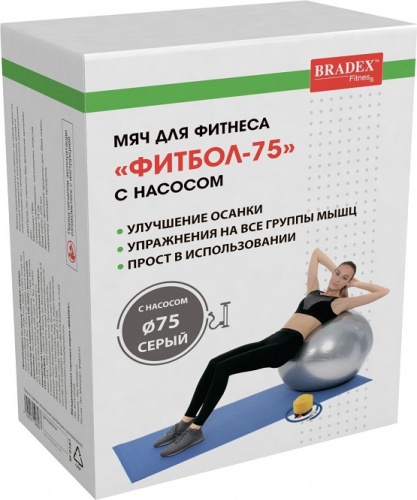 Мяч для фитнеса ФИТБОЛ-75 с насосом