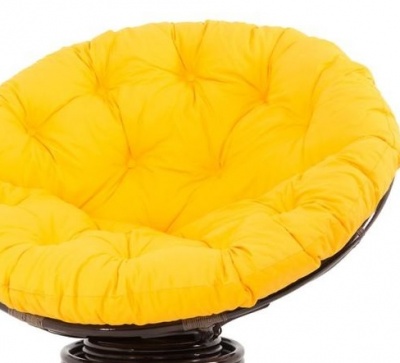 23/01В IND Кресло Папасан темно-коричневый подушка желтая 