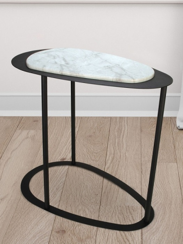 Стол журнальный МеталлАрт М024 белый мрамор 