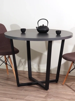 Стол Орлеан D120 антрацит металл черный 