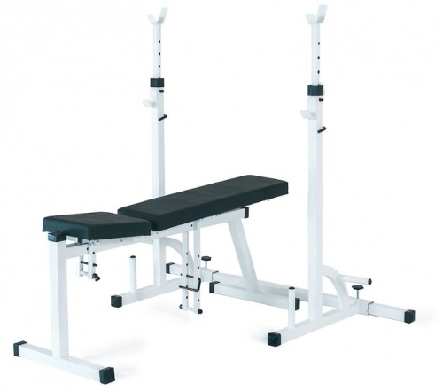 Скамья атлетическая ДСК Пионер со стойками под штангу белая