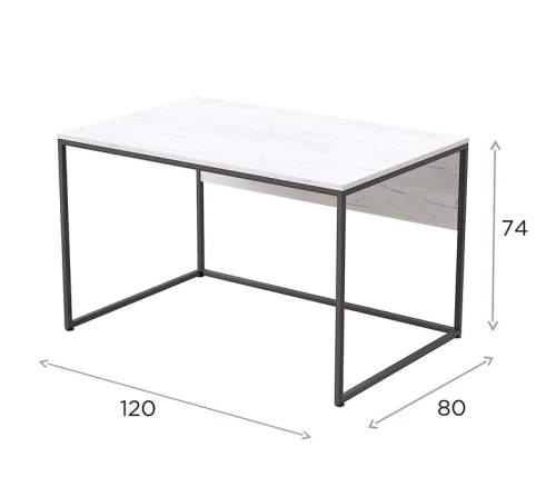 Стол письменный Бейрут ДТ-2 дуб белый металл черный 