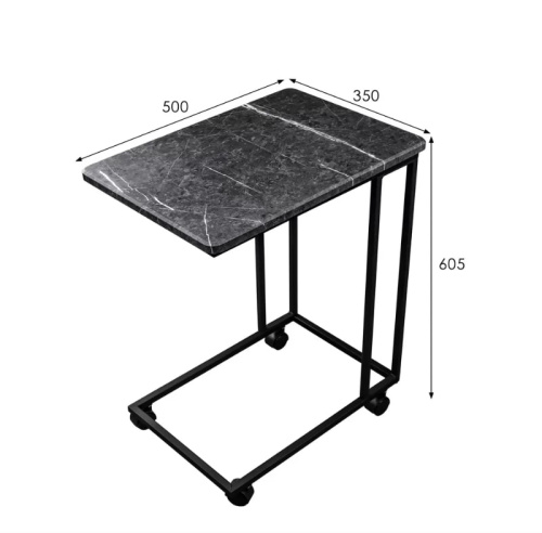 Стол приставной МеталлАрт М007 черный мрамор черный 