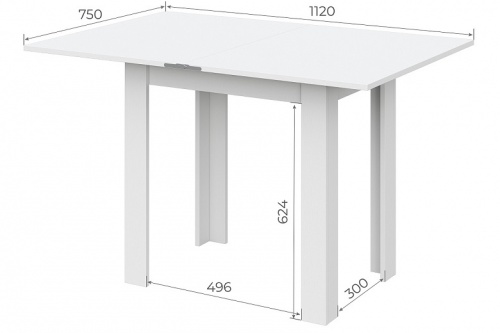 Стол обеденный NN Мебель СО 3 Белый раскладной 