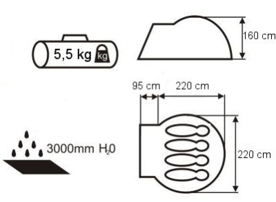 Палатка туристическая Acamper VEGA 4-х местная 3000 мм blue