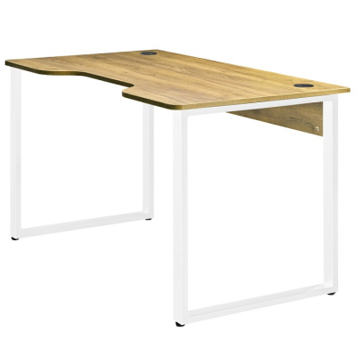 Стол геймерский Гонконг ДТ-3 130x70x75 дуб золотой металл белый 