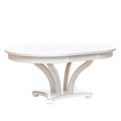 Стол раздвижной Leset Ромео 1Р Белый 9003 с серебряной патиной 