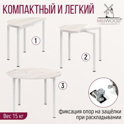 Стол-консоль Далис 1 дуб белый металл белый 