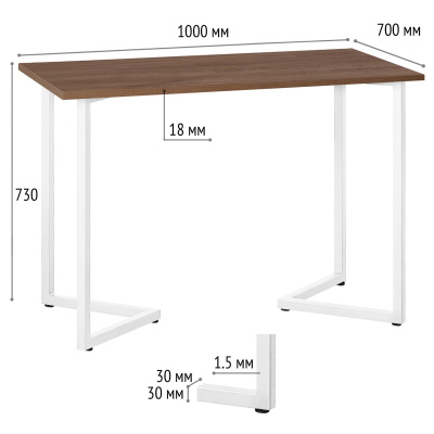 Стол Лондон 100х70 дуб табачный металл белый 