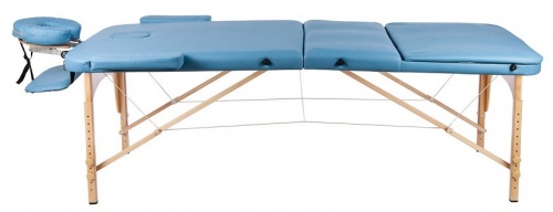 Массажный стол 70 см складной 3-с деревянный светло-голубой