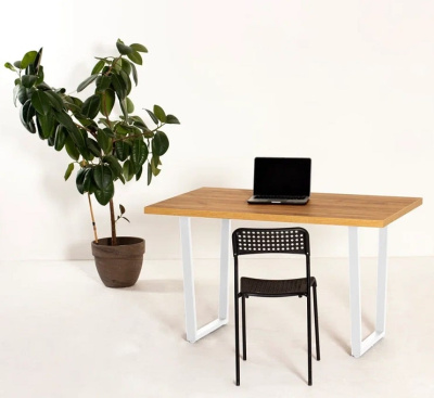 Стол Уэльс 120х70 дуб золотой металл белый 