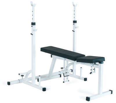 Скамья атлетическая ДСК Пионер со стойками под штангу белая