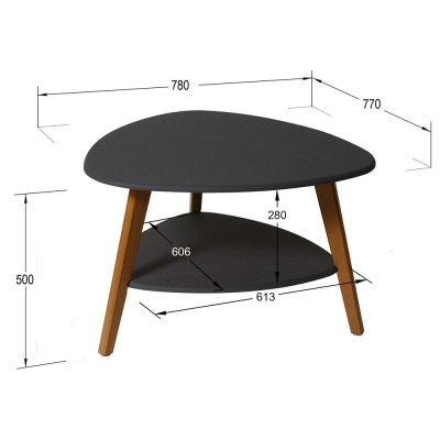 Стол журнальный Бруклин графит дуб светлый 