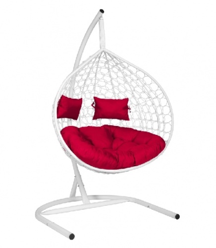 Подвесное кресло Скай 03 белый подушка красный 