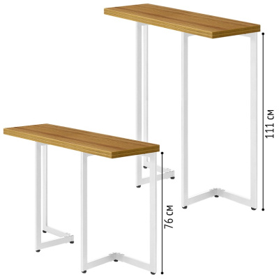 Стол-консоль Арлен 2 дуб золотой металл белый 