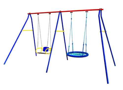 Качели дачные Пионер 2 двойные качели цепные со спинкой + качели гнездо 76 см сетка