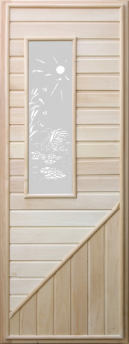 Дверь для сауны Doorwood Вагонка с прямоугольным стеклом, коробка липа