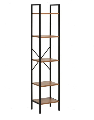Стеллаж Leset Стилвуд 15 узкий 5 полок черный орех лион светлый 