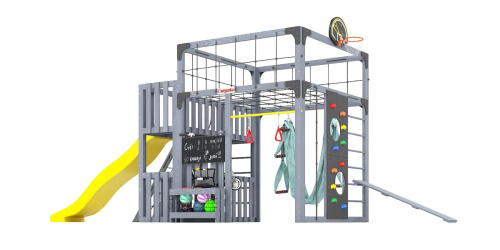 Детская площадка для дачи Савушка КУБ-3 Серый с гамаком для йоги