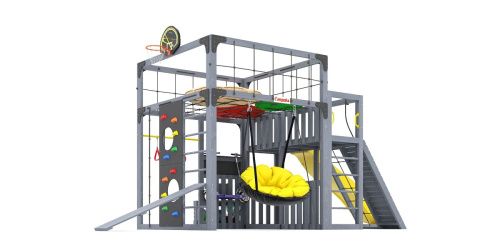 Детская площадка для дачи Савушка КУБ-3 Серый с подушками