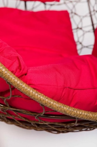 Подвесное кресло Скай 01 натуральный подушка красный 