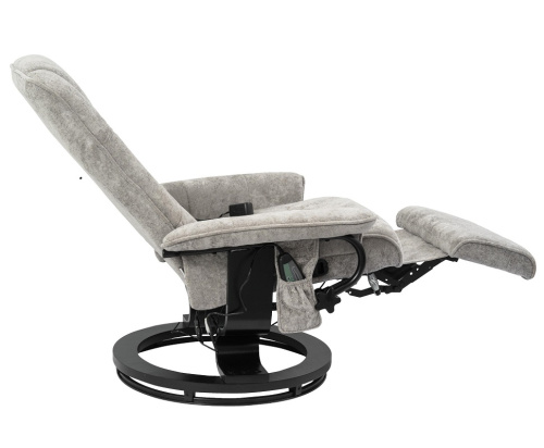 Кресло вибромассажное с пуфом CALVIANO 23 серый плюш 