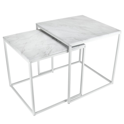 Стол журнальный МеталлАрт М002 белый мрамор 