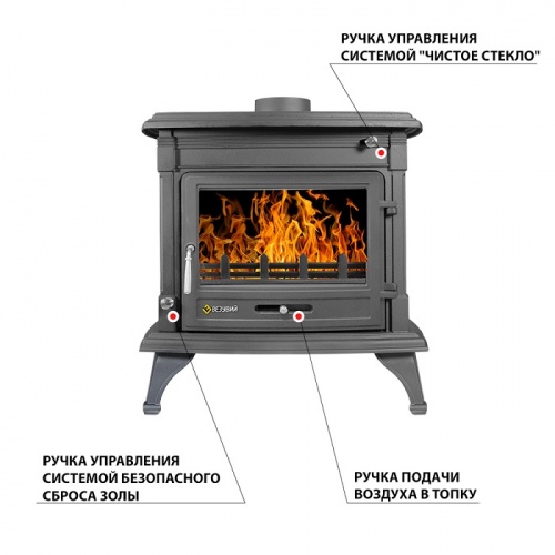 Печь-камин Везувий AST-13К Антрацит