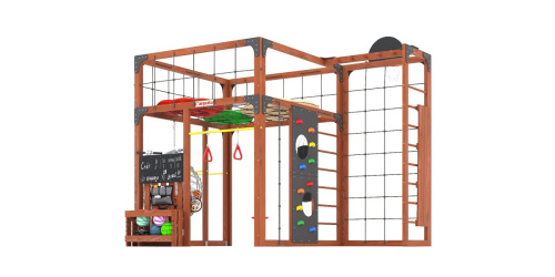 Детская площадка для дачи Савушка КУБ-2 Махагон с подушками и коконом